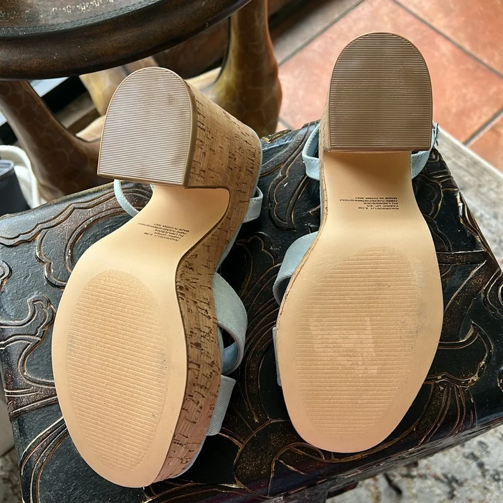 Ladies Madden Girl Light Blue Denim Cork Wedge 8 1/2 Brand New ! - Picture 5 of 5